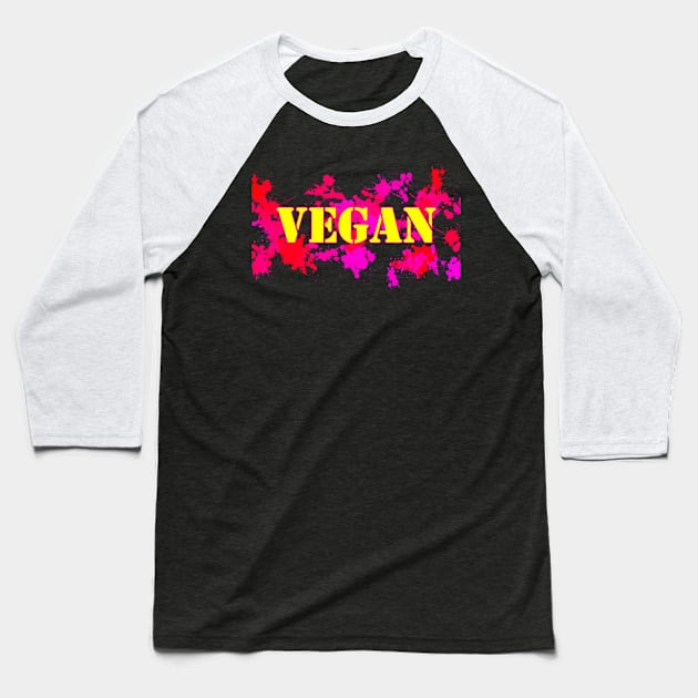 VEGAN - Paint Ball and Stencil in Yellow, Blue, Pink, and Red Baseball T-Shirt by VegShop